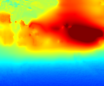 Village sequence: still picture of the computed depth map sequence